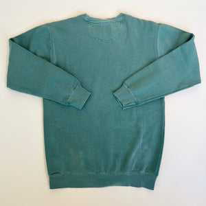 Backside of green crewneck